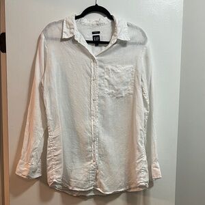 GAP 100% Linen White Lightweight Button-Down Shirt